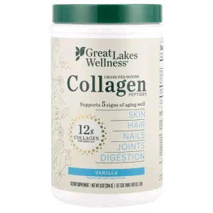 Great Lakes Wellness – Peptídeos de Colágeno Hidrolisado (Sabor Baunilha ou Chocolate) 284g