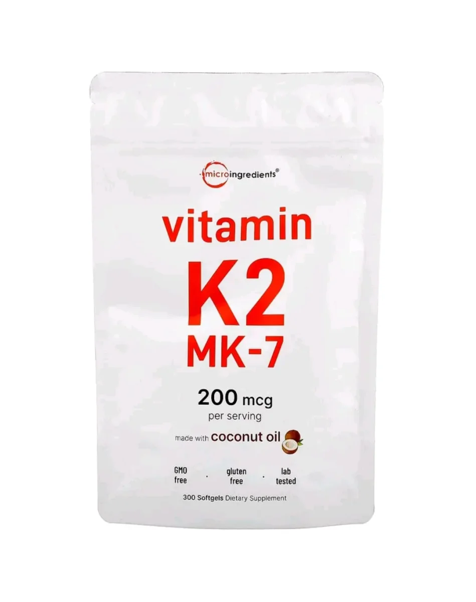 Vitamina K2 MK-7 200 mcg com Óleo de Coco | Alta Absorção e Suporte Ósseo e Cardiovascular | 300 Cápsulas