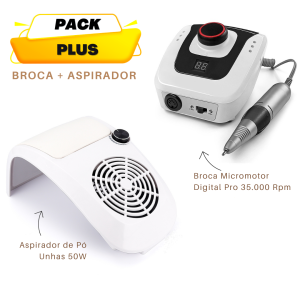 Broca Micromotor Digital Pro 35.000 Rpm + Aspirador de Pó Unhas 50W