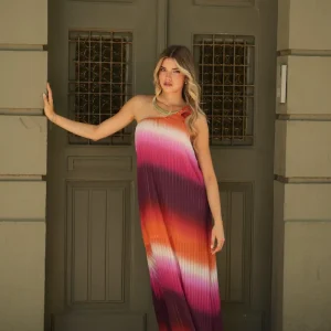 Vestido plissado estampado